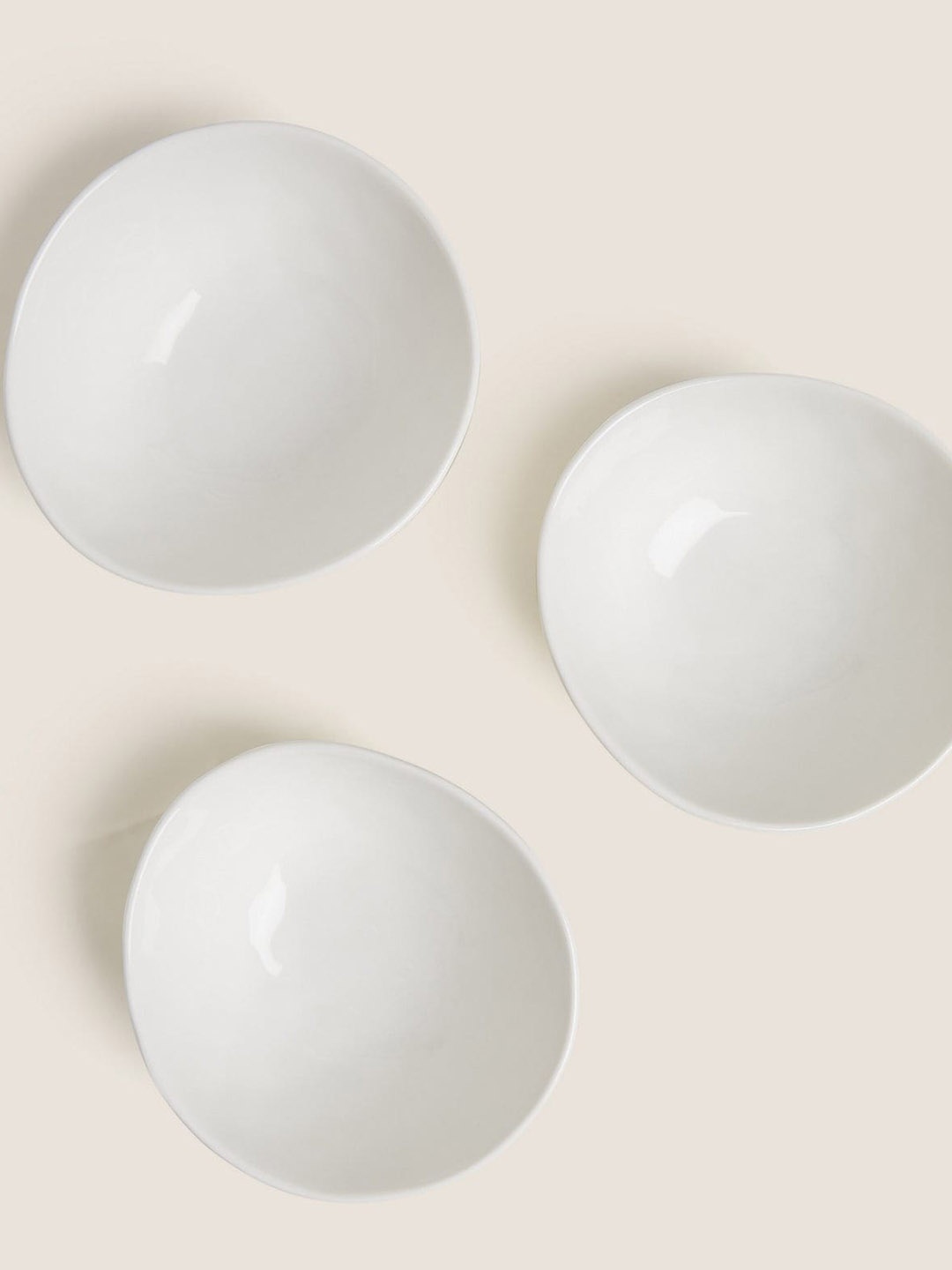 

Marks & Spencer White & Green 3 Pieces Printed Bone China Glossy Bowls