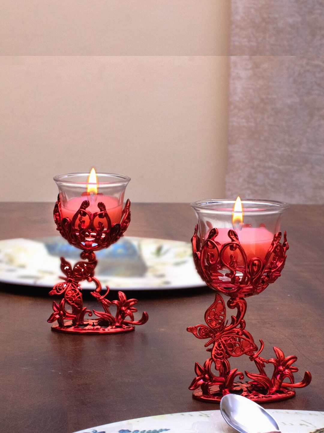 

StatueStudio Red Textured Decorative Tealight Candle Holder
