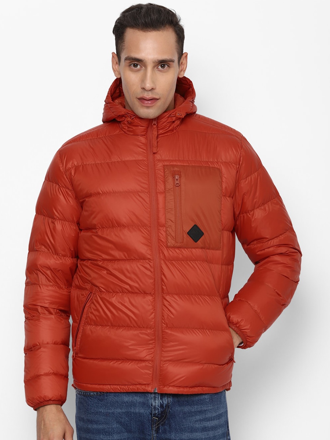 

AMERICAN EAGLE OUTFITTERS Men Solid Nylon Hooded Padded Jacket, Red