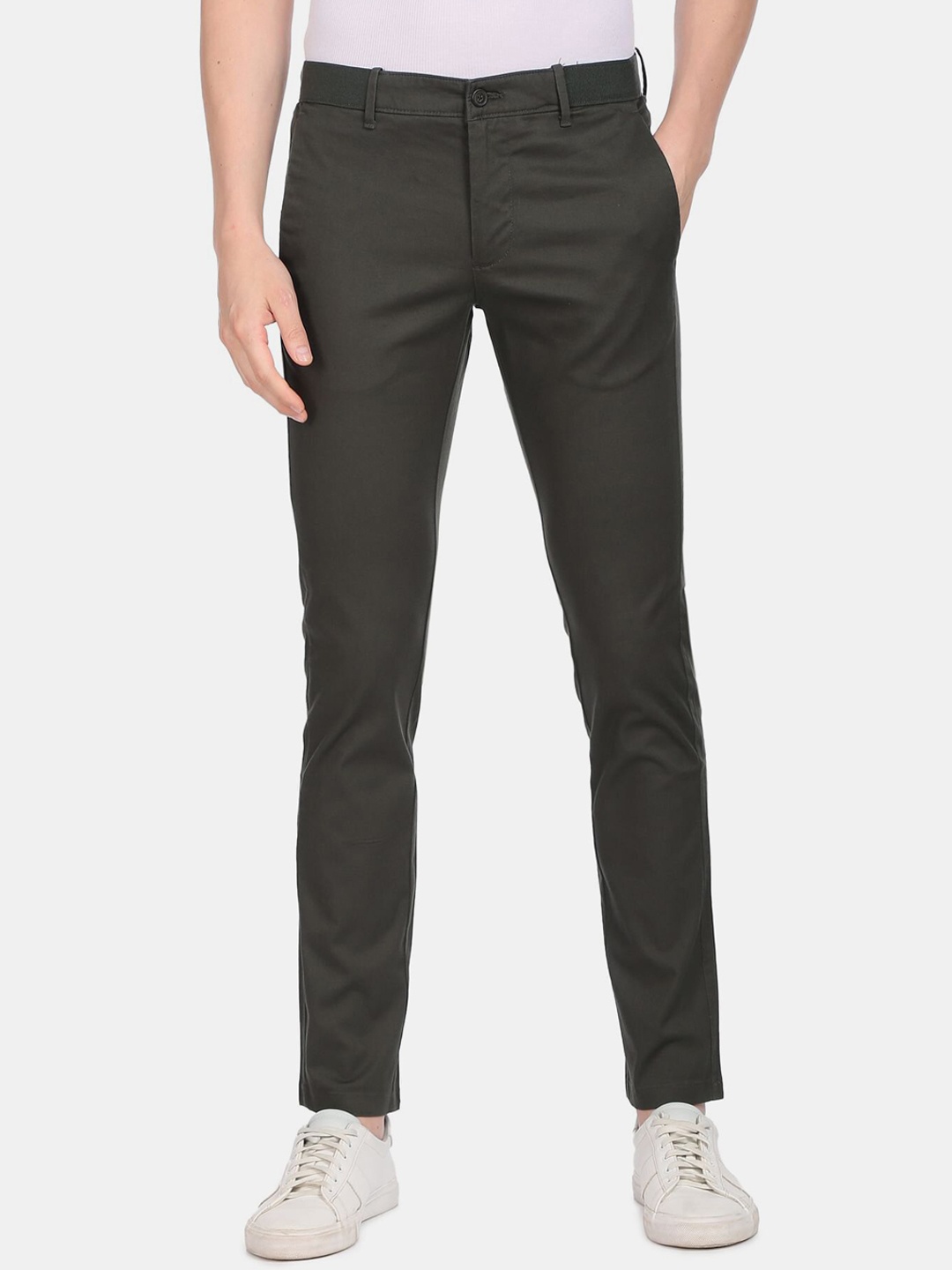 

Arrow Sport Men Slim Fit Mid-Rise Formal Trousers, Green
