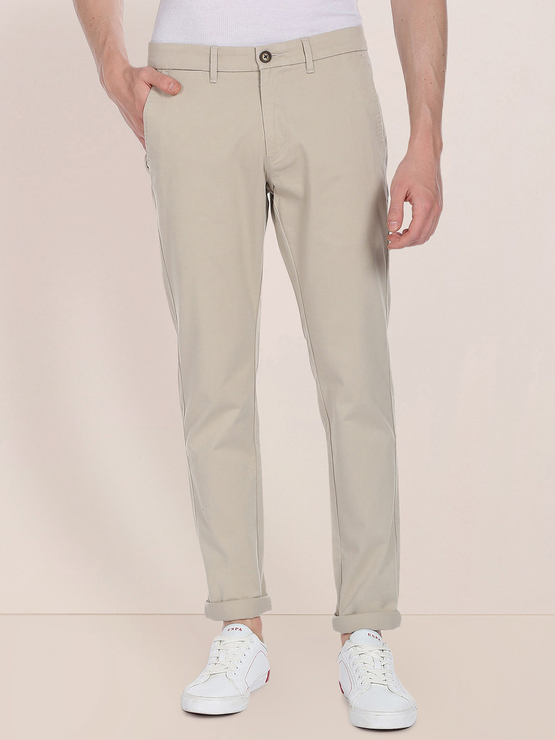 

U.S. Polo Assn. Men Cotton Trousers, Beige