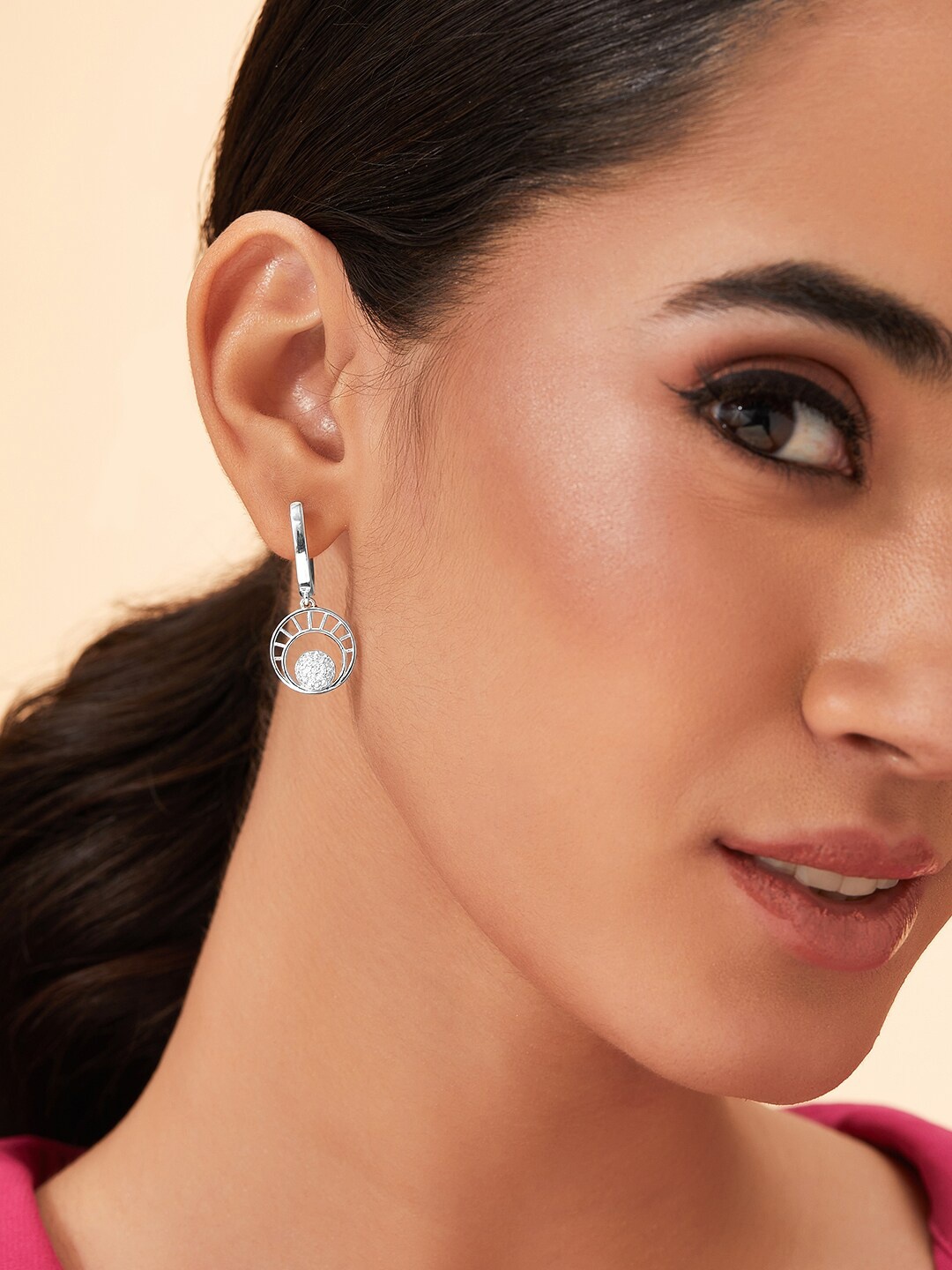 

Rubans Silver Rhodium-Plated Classic Drop Earrings