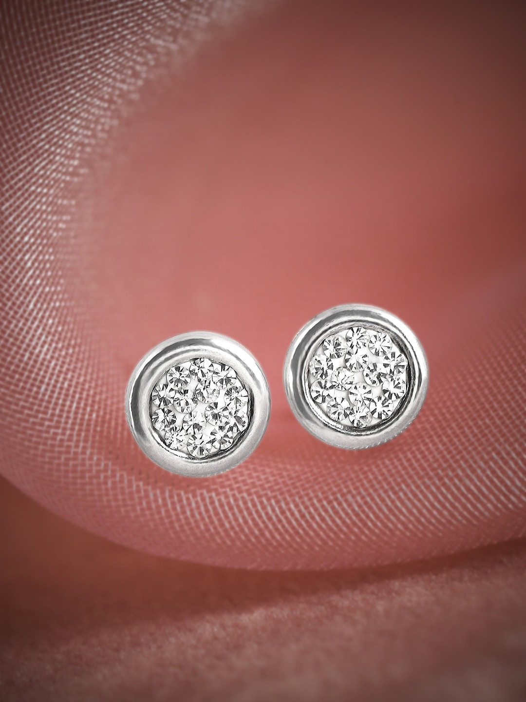 

Rubans Silver Cubic Zirconia Circular Studs Earrings