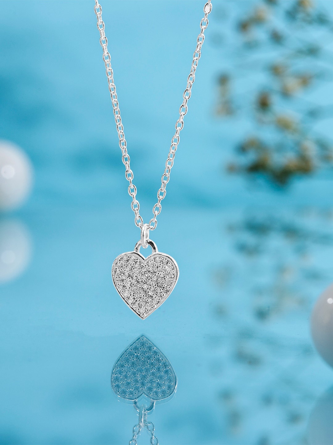 

Rubans Silver Women 925 Sterling Silver Rhodium-Plated Sterling Silver Necklace