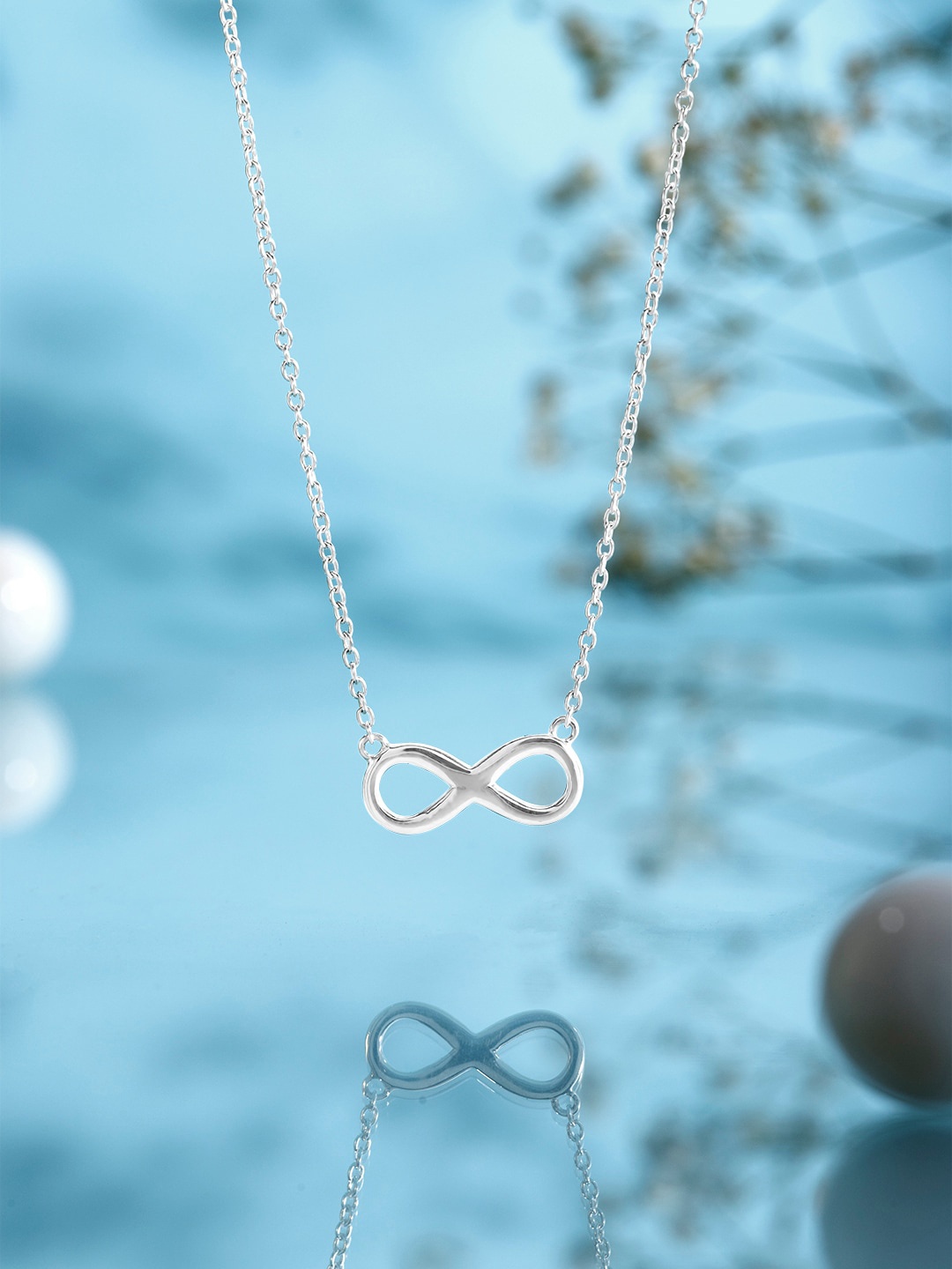 

Rubans Silver Sterling Silver Rhodium-Plated Till The Infinity Pendant Necklace