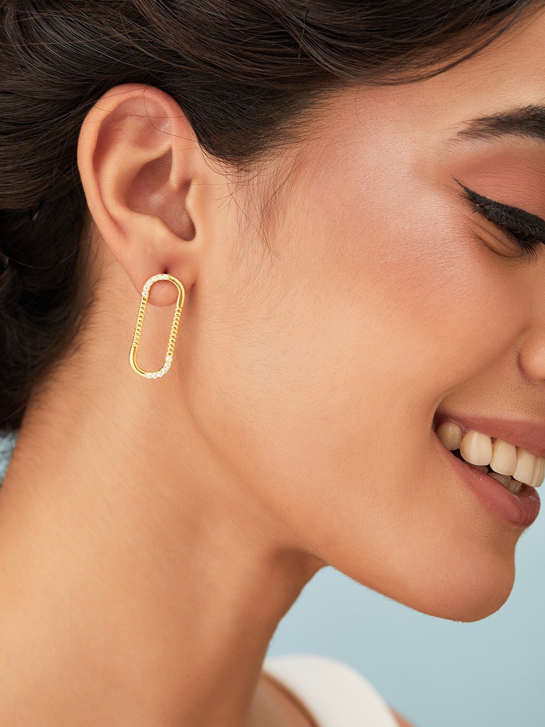 

Rubans Sterling Silver Geometric Studs Earrings, Gold