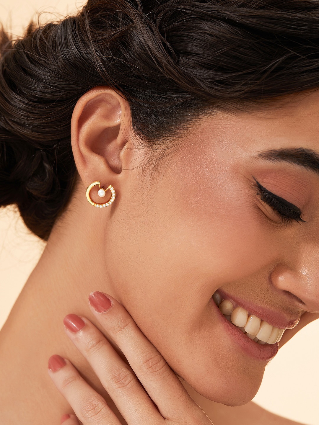 

Rubans Silver Gold-Plated Circular Studs Earrings