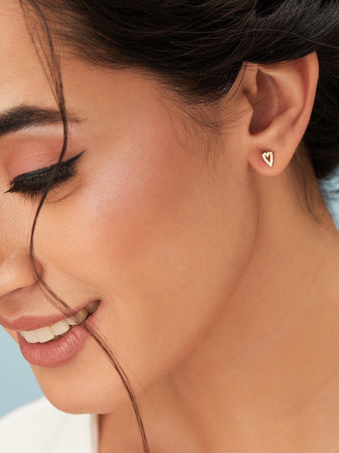 

Rubans Silver Gold-Plated Heart Shaped Studs Earrings