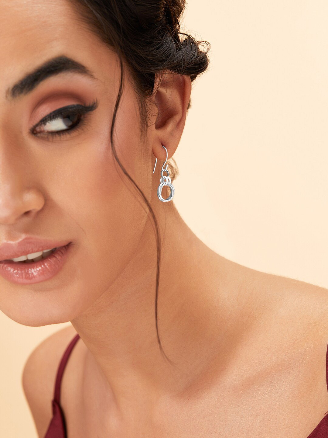 

Rubans Silver Circular Drop Earrings
