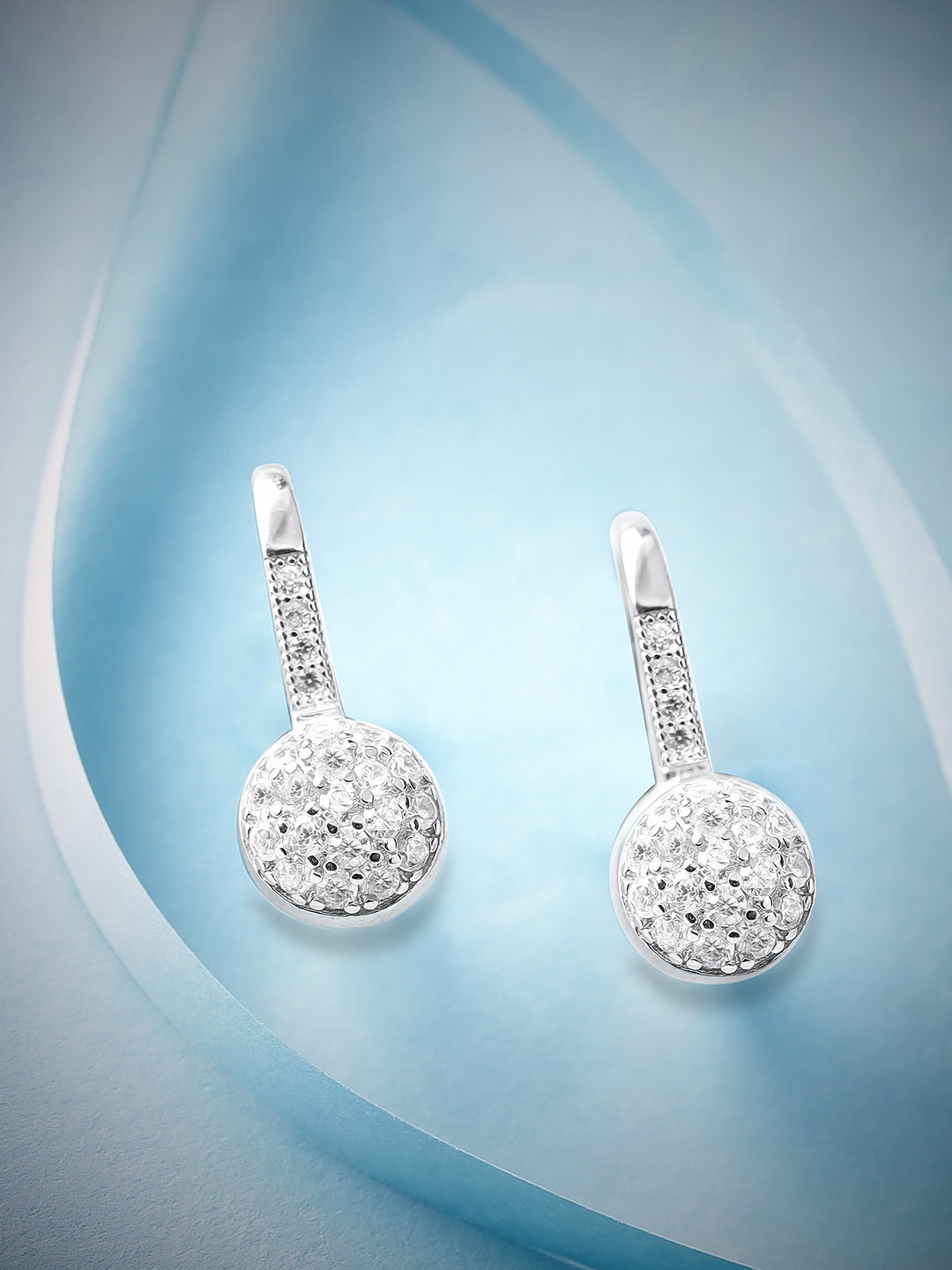

Rubans Silver 925 Sterling Silver & Rhodium-Plated Zirconia Circular Studs Earrings, White