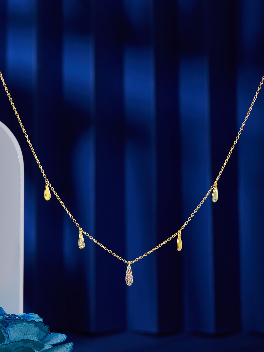 

Rubans Silver Sterling Silver Gold-Plated Dangling Drops Charms Minimal Necklace