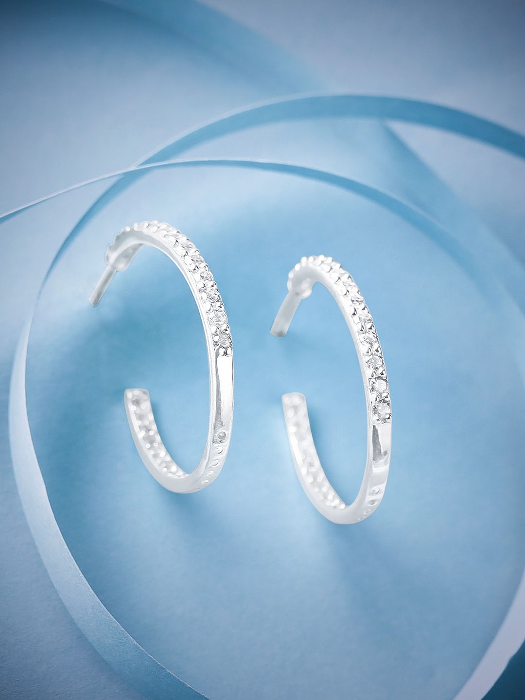 

Rubans Silver Oval Half Hoop Earrings