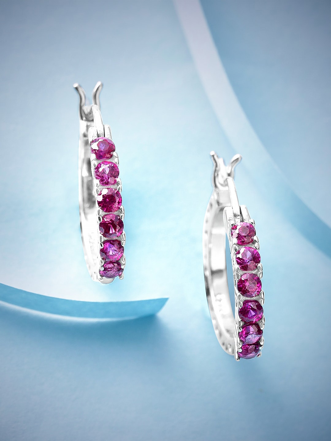 

Rubans Silver Rhodium-Plated Classic Hoop Earrings