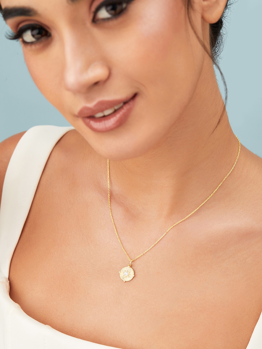 

Rubans Silver Sterling Silver Gold-Plated Necklace