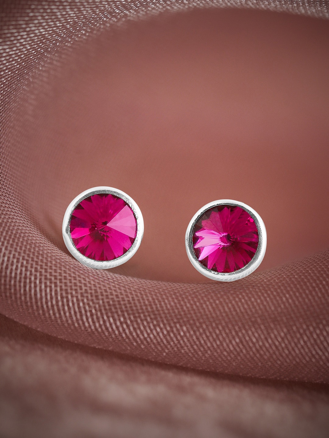 

Rubans Silver Rhodium-Plated Circular Studs Earrings
