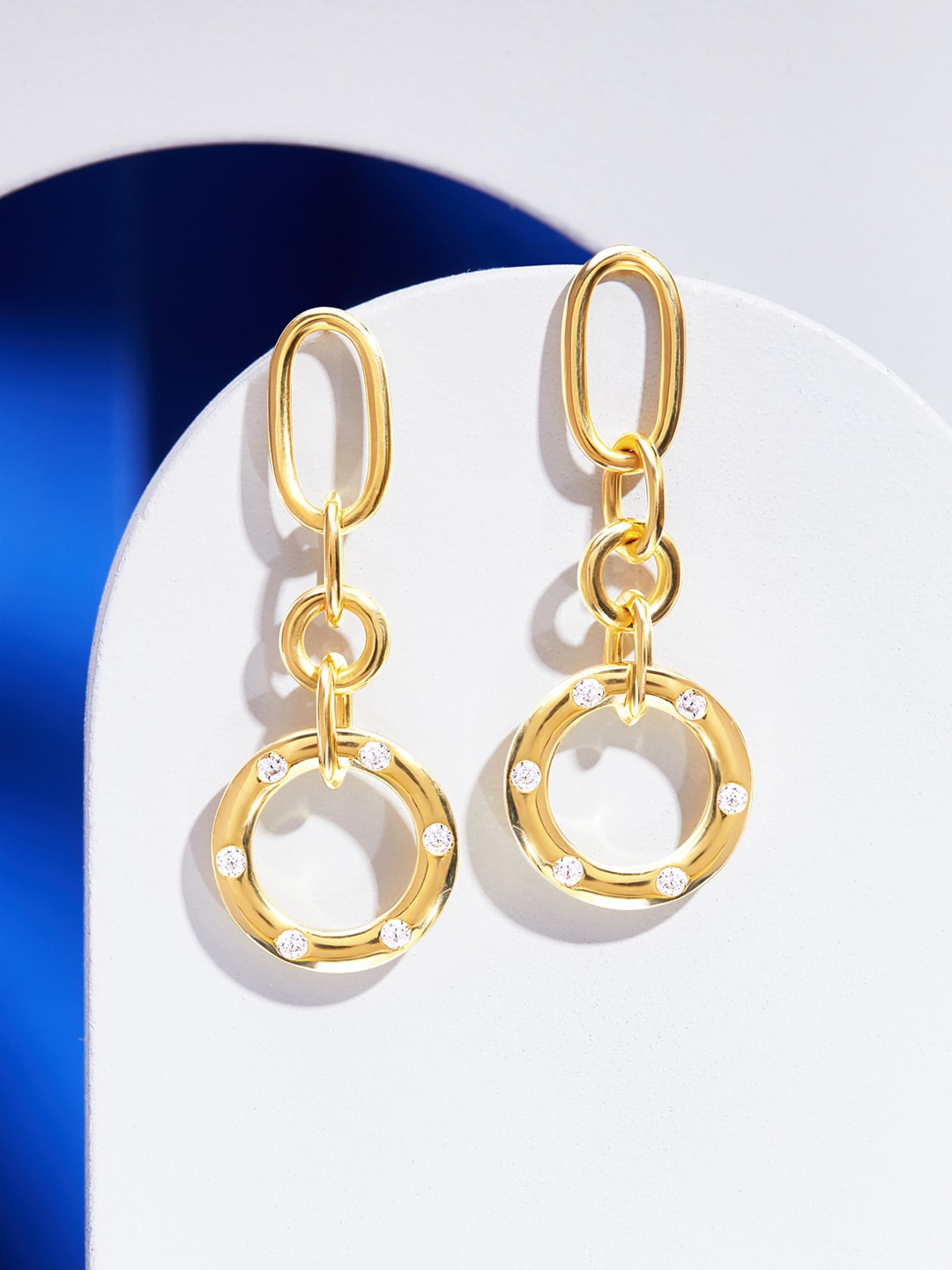 

Rubans Silver 925 Sterling Silver Gold Plated Contemporary Drop Earrings