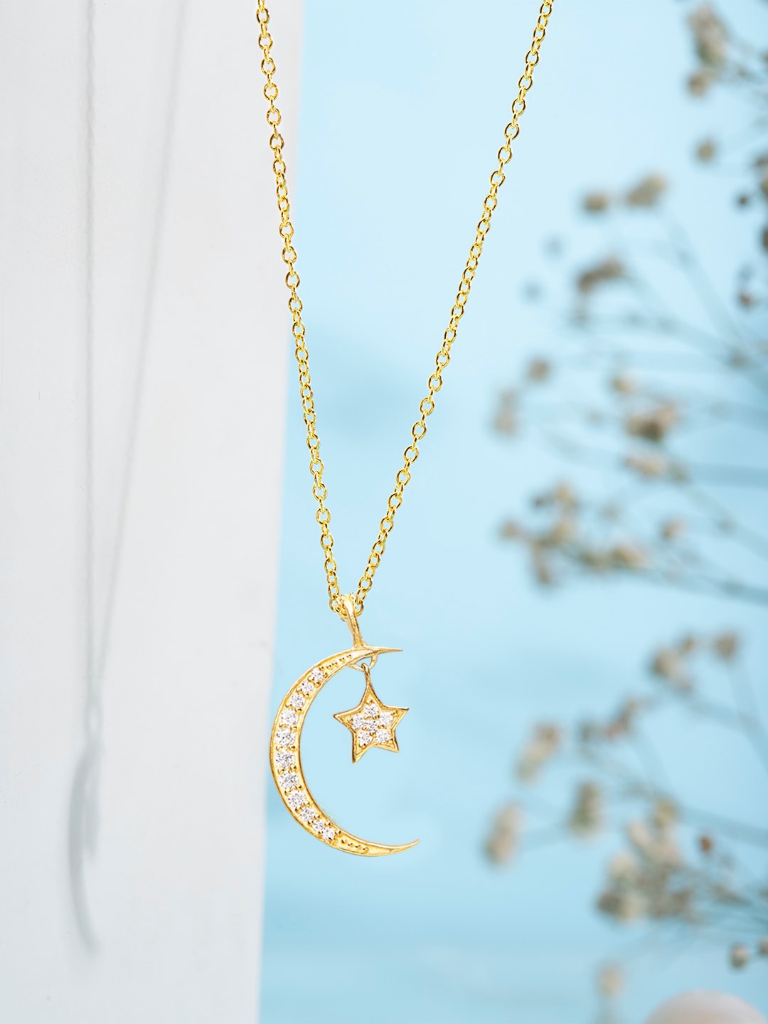 

Rubans Silver Sterling Silver Gold-Plated The Moon And Star Pendant Necklace