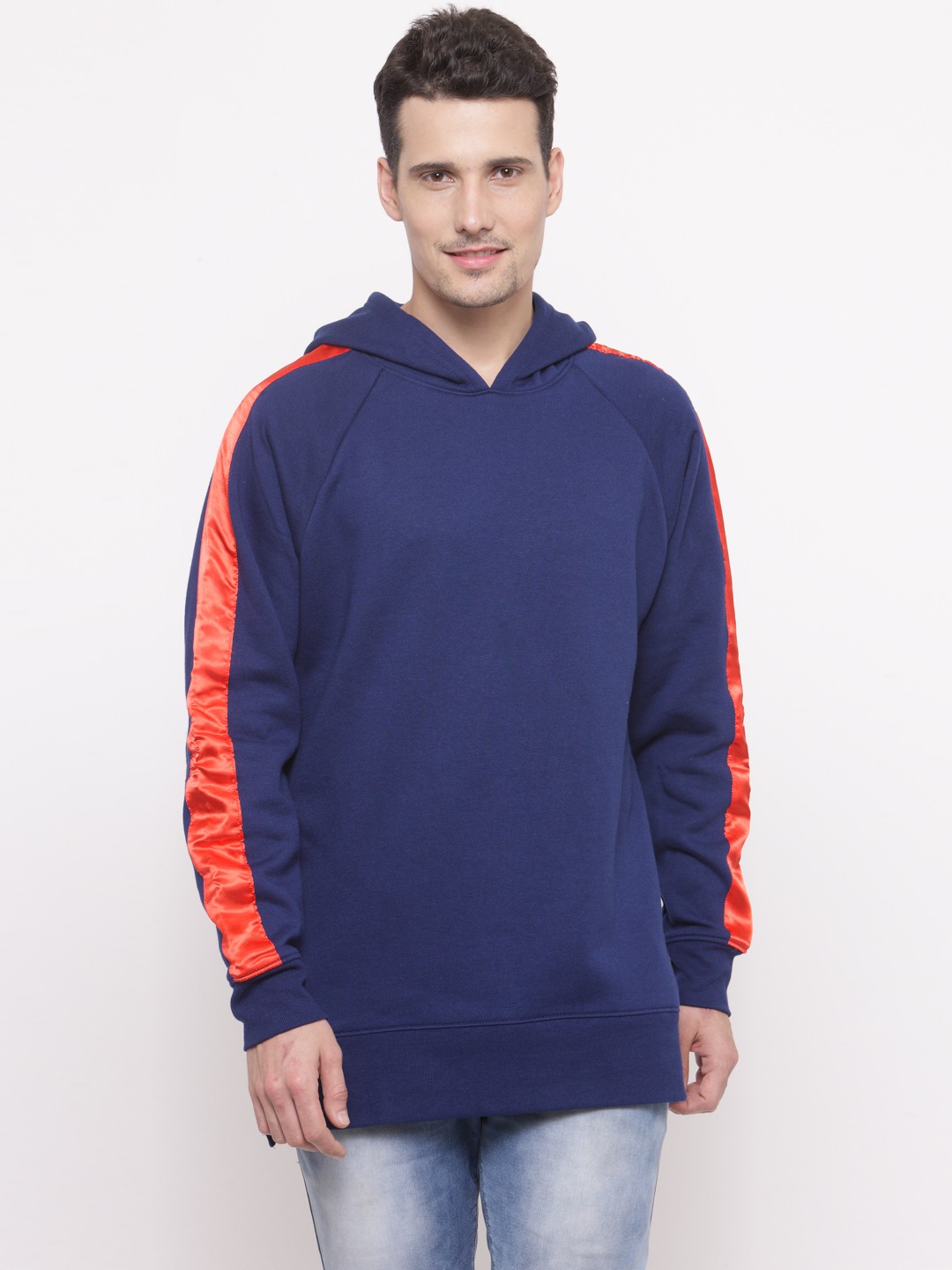 

FOREVER 21 Men Blue Solid Hooded Sweatshirt