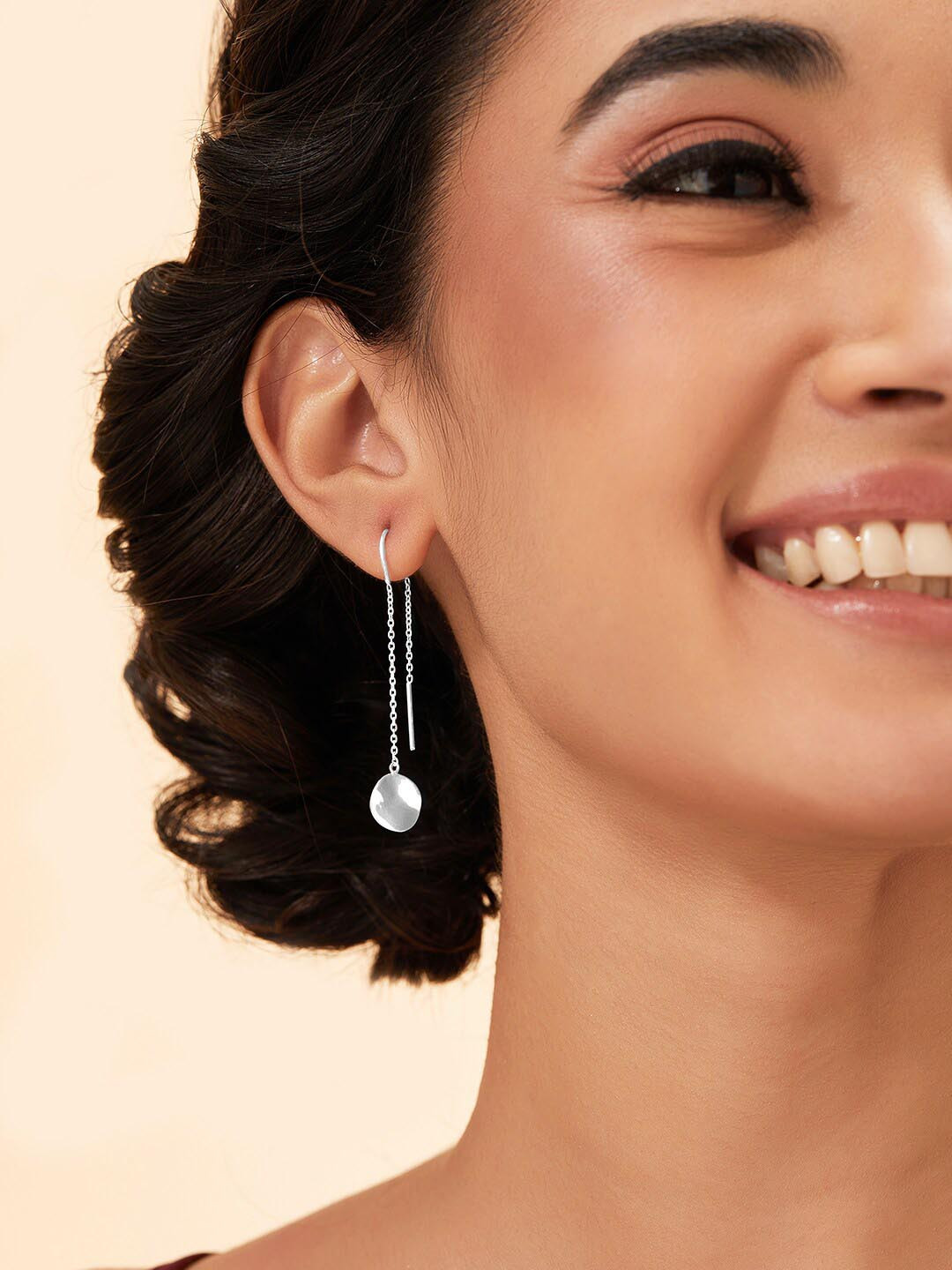 

Rubans Silver Silver-Plated Circular Drop Earrings