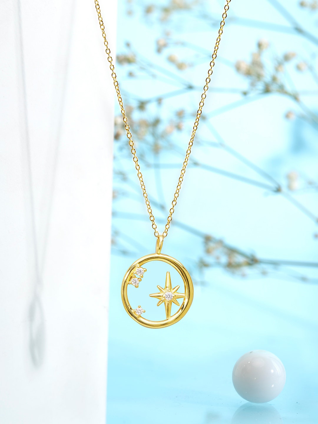 

Rubans Silver Sterling Silver Gold-Plated The Earth And Sun Pendant Necklace