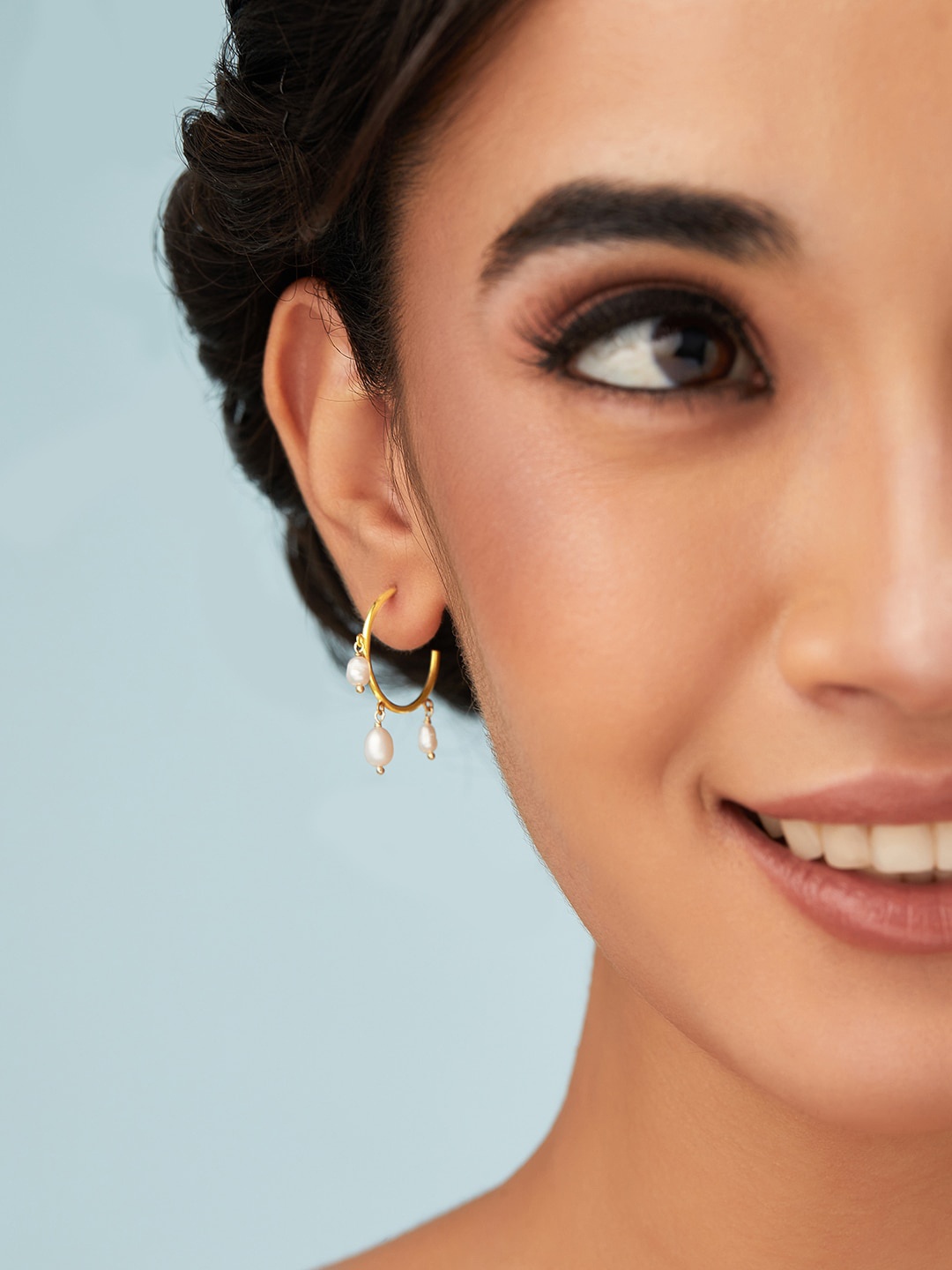 

Rubans Silver 925 Sterling Silver Gold Plated Classic Half Hoop Earrings