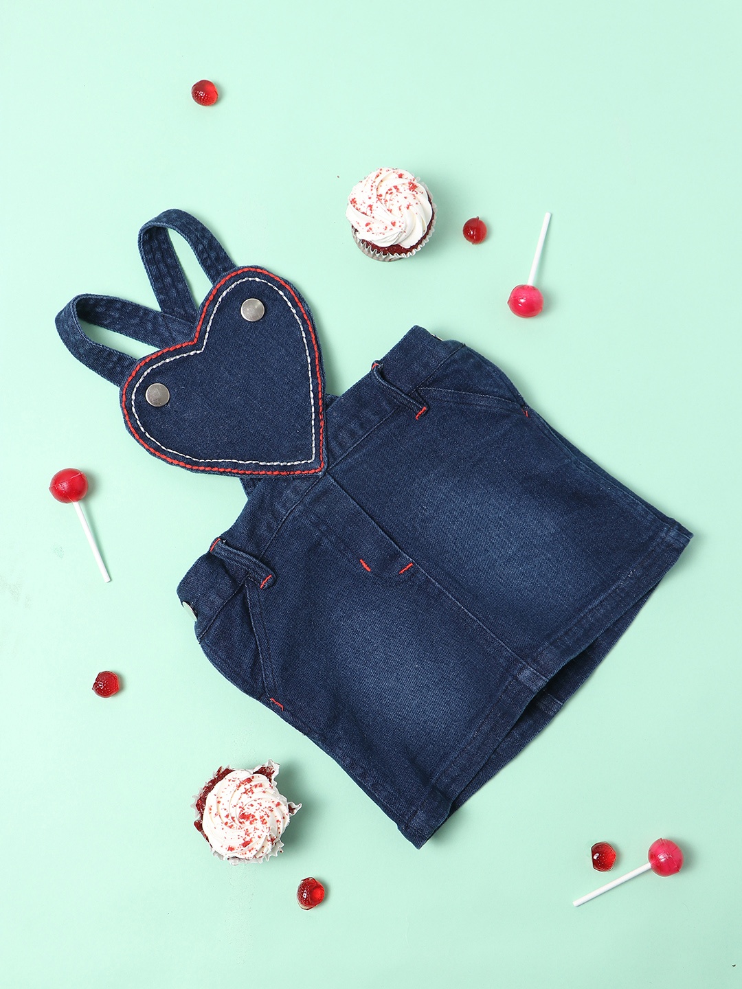 

Nauti Nati Girls Casual Cotton Denim Dungaree, Blue