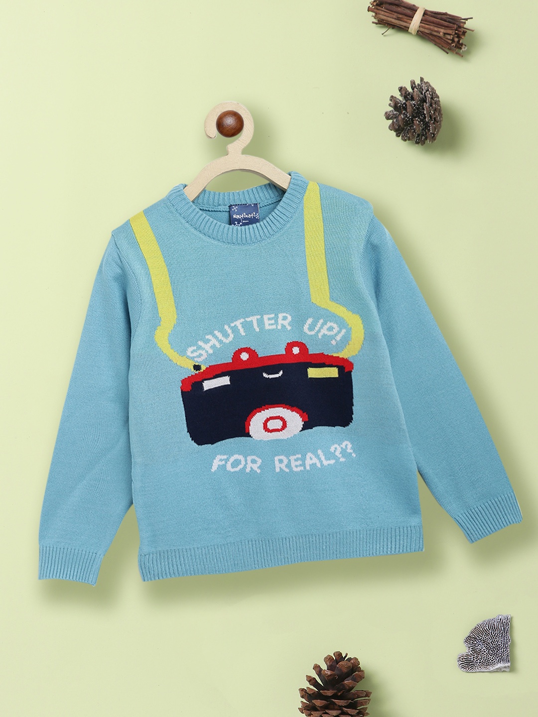 

Nauti Nati Boys Typography Printed Acrylic Pullover Sweater, Blue