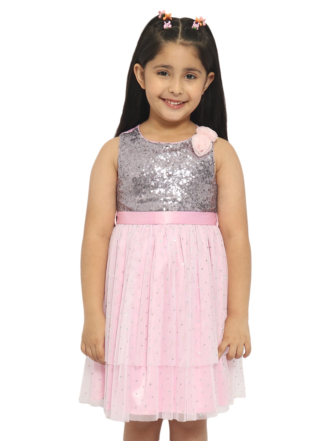 

Nauti Nati Girls Embellished Net Dress, Pink