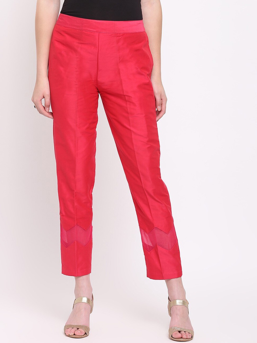 

RIVI Women Easy Wash Slip On Cigarette Trousers, Magenta