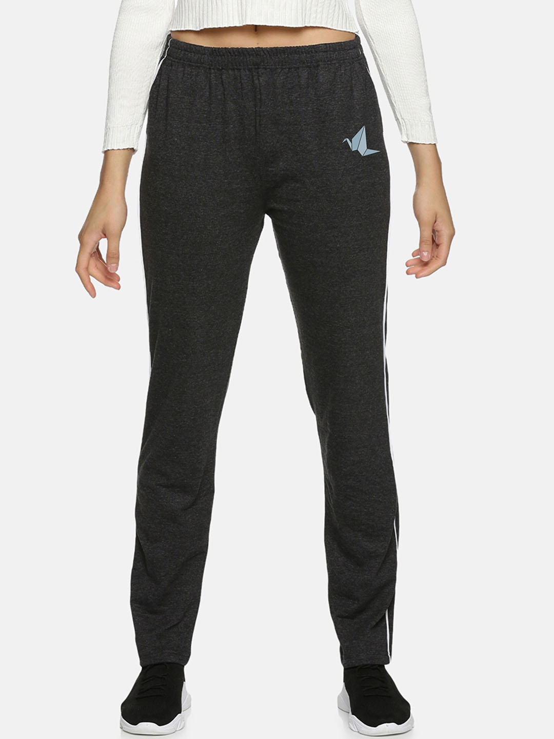 

NOT YET by us Women Plus Size Printed Cotton Track Pants, Charcoal