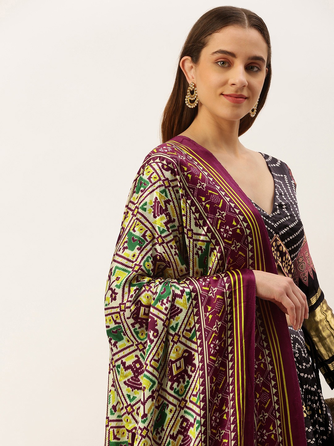 

LOOKNBOOK ART Model Silk (Gaji) With Digital Printed Lehenga Choli, Black