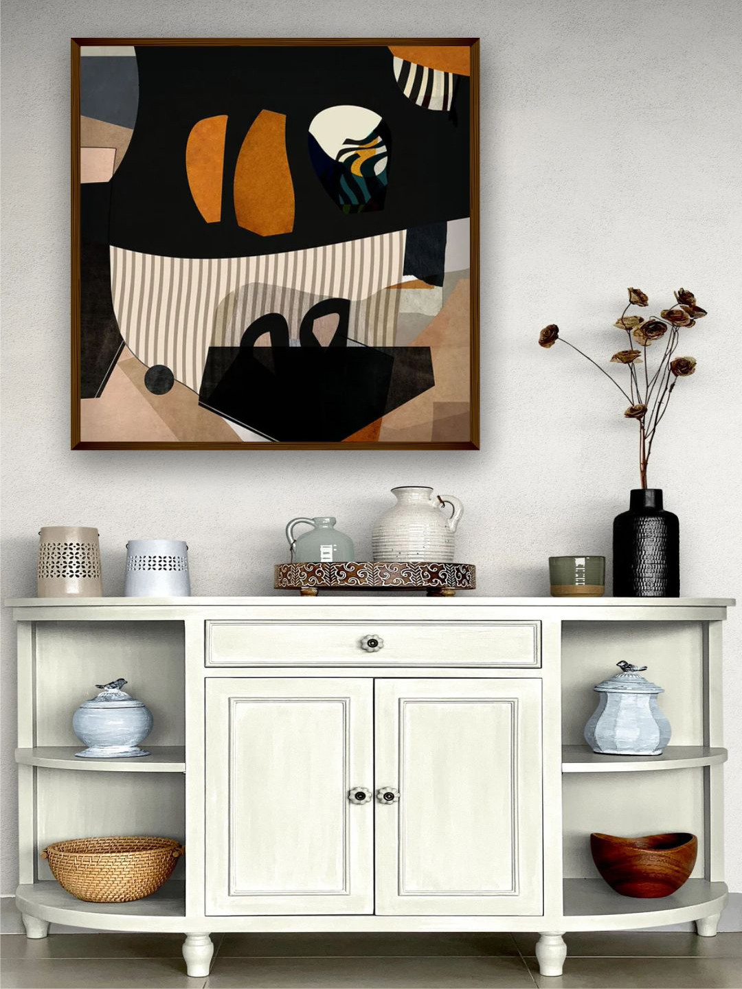 

The Art House Black & Off White Abstract Painting Wall Art