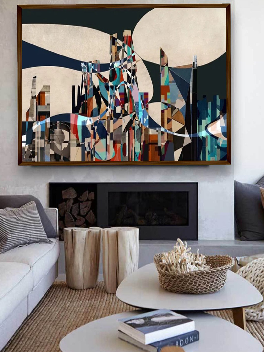 

The Art House Blue and Beige Abstract Painting Wall Art