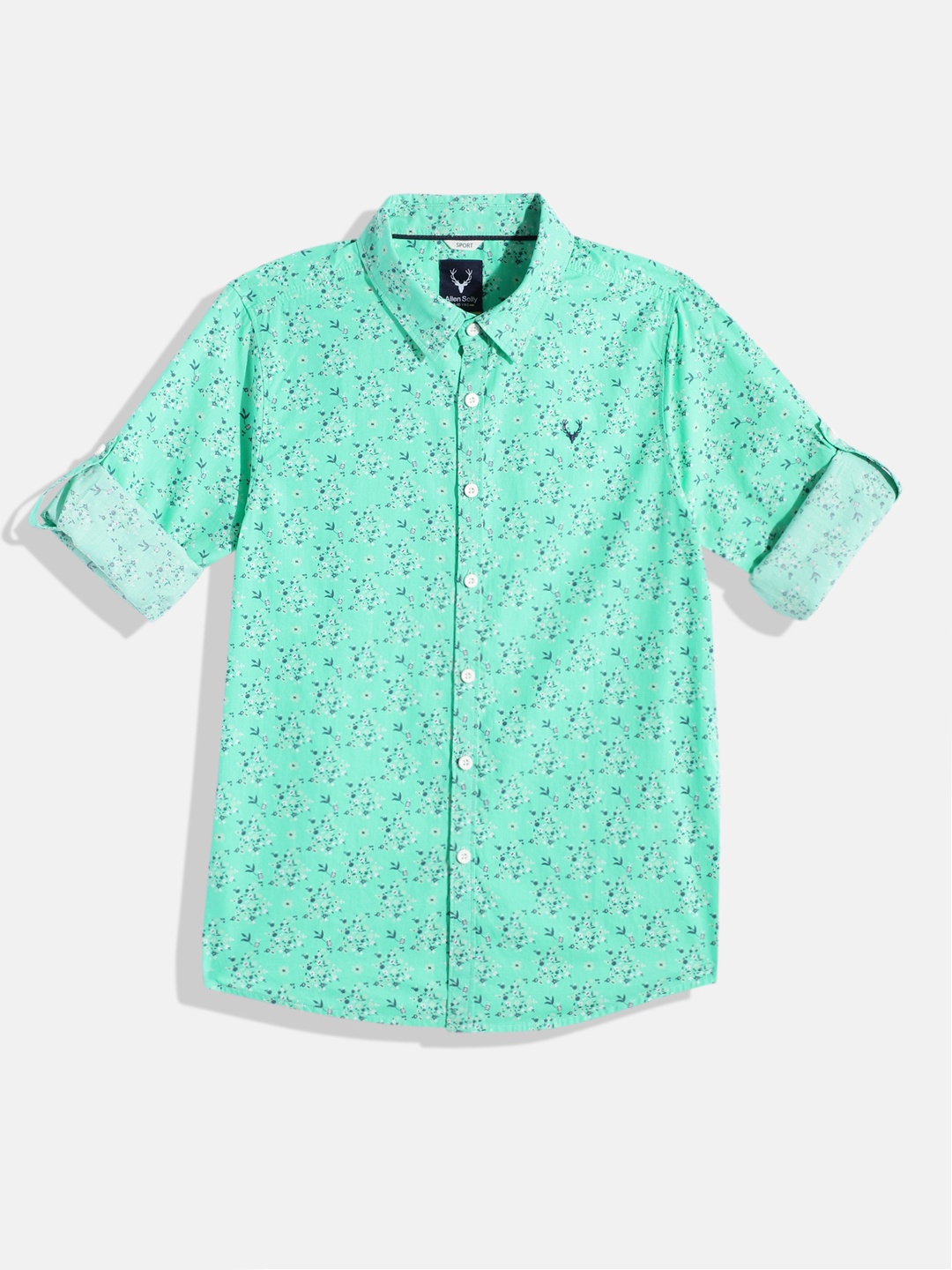 

Allen Solly Junior Boys Sport Floral Opaque Printed Pure Cotton Casual Shirt, Green