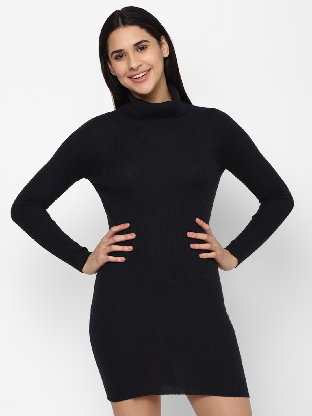 

AMERICAN EAGLE OUTFITTERS Mock Neck Bodycon Mini Dress, Black
