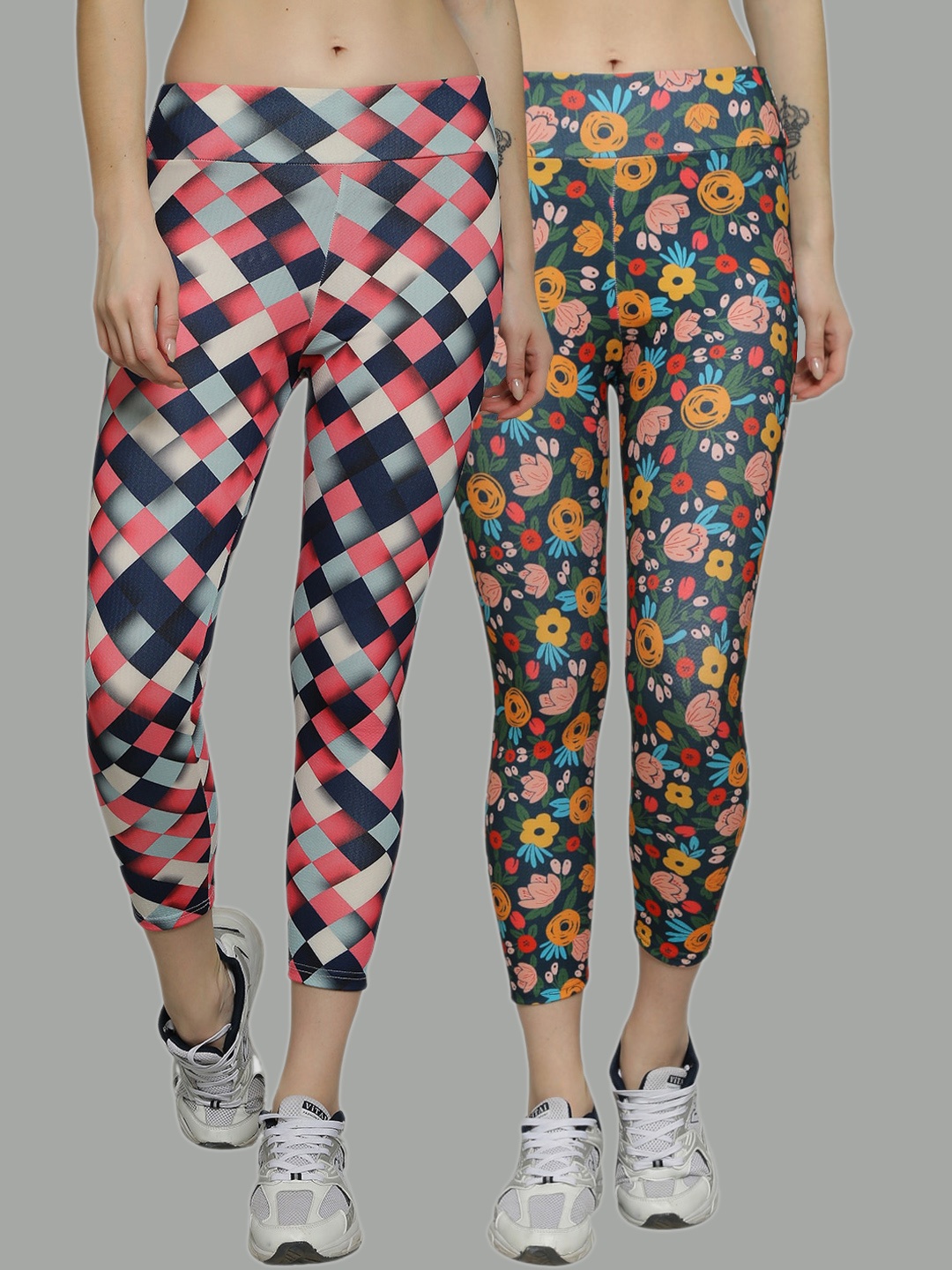 

N-Gal Women Pack Of 2 Printed Tights, Pink