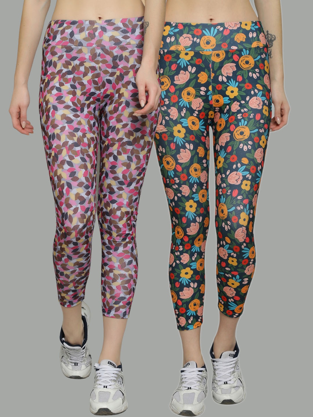 

N-Gal Women Pack Of 2 Printed Dry-Fit Tights, Magenta