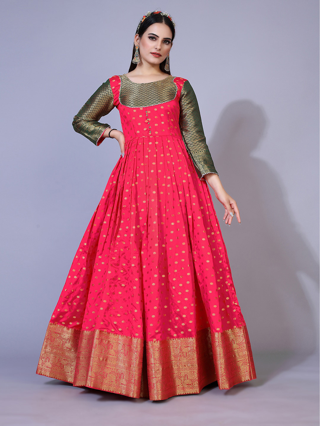 

PRENEA Ethnic Motifs Jacquard Ethnic Maxi Dress, Pink