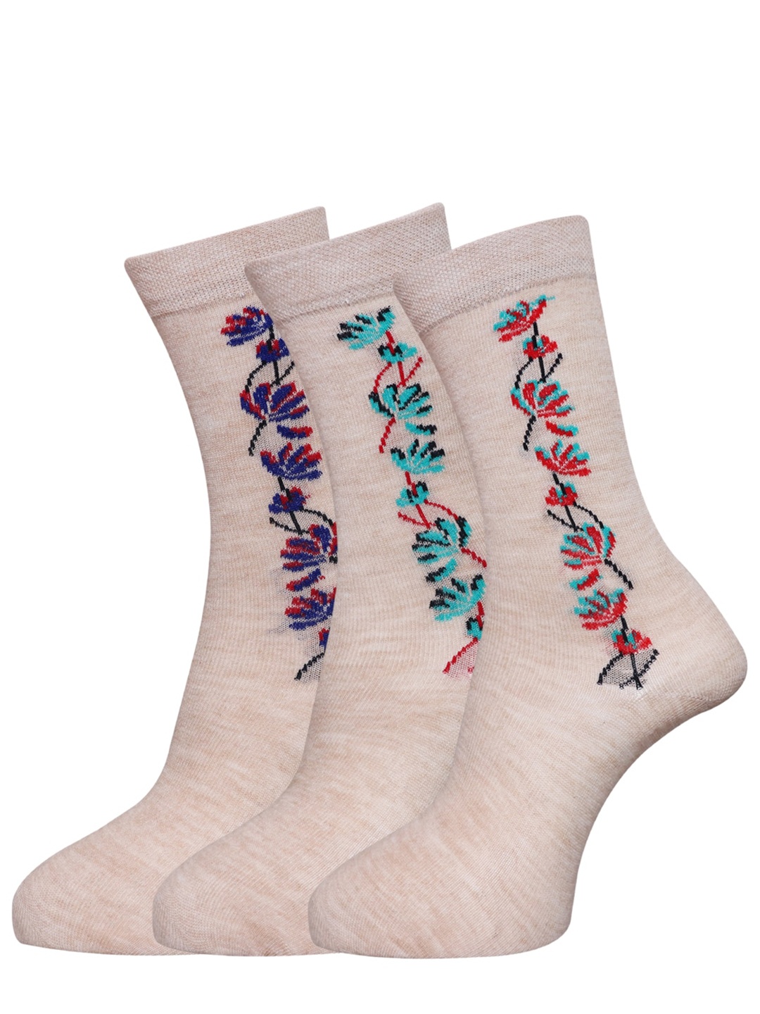 

Dollar Socks Women Pack Of 3 Assorted Sweat Absorbency Calf-Length Socks