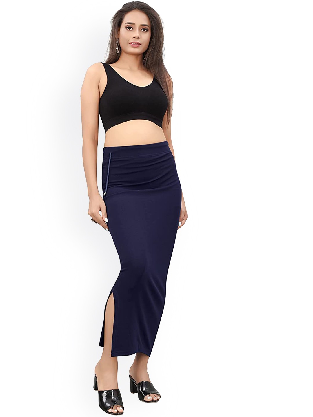 

MORLY Saree Solid Micro Fibre Shapewear, Navy blue