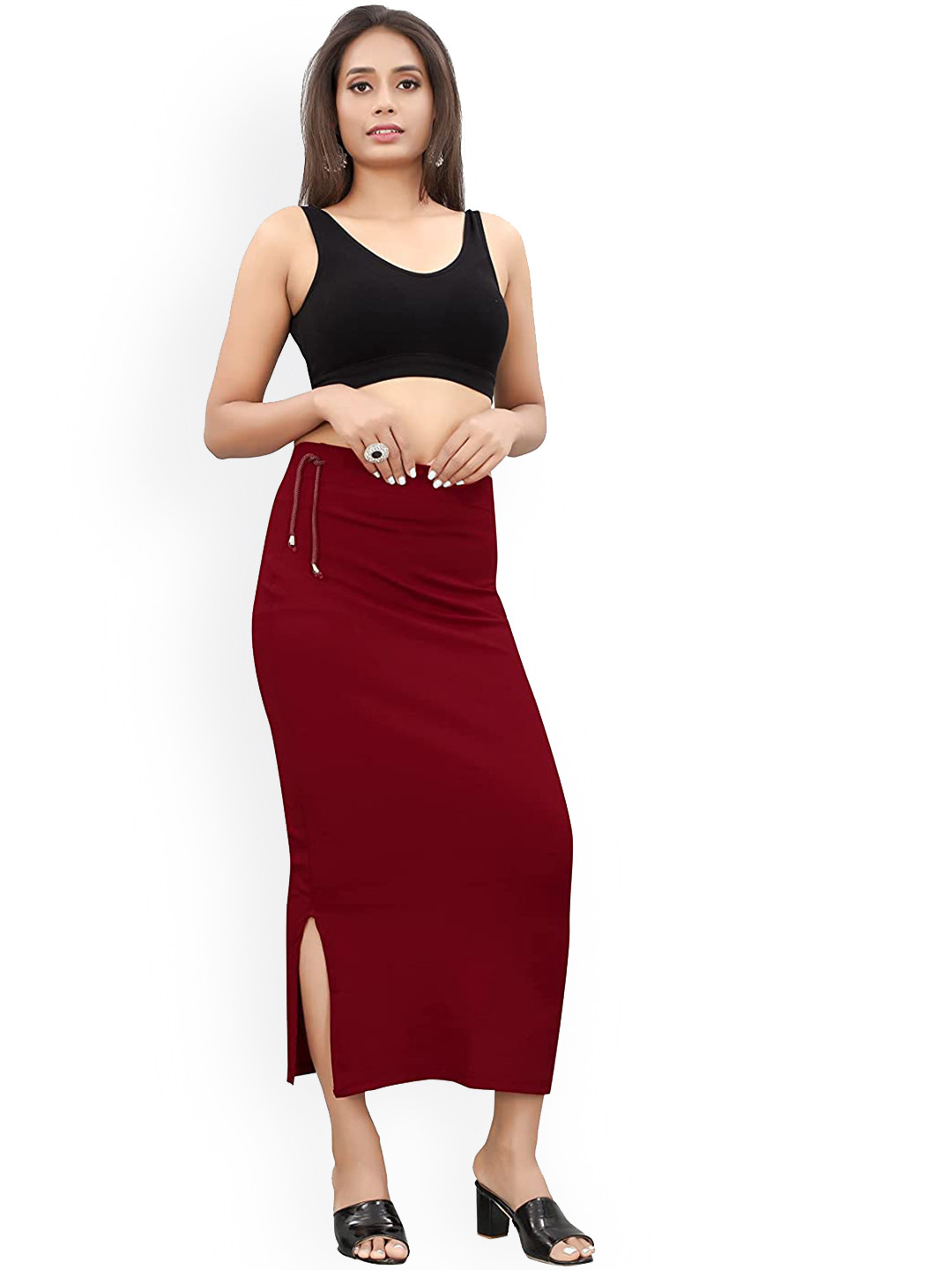 

MORLY Saree Solid Micro Fibre Shapewear, Maroon