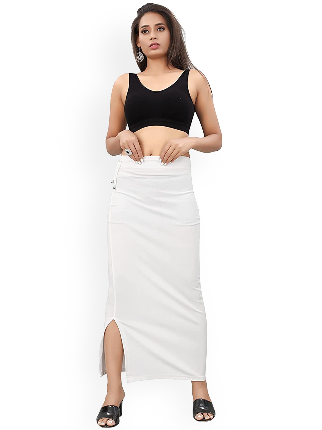 

MORLY Saree Solid Micro Fibre Shapewear, White