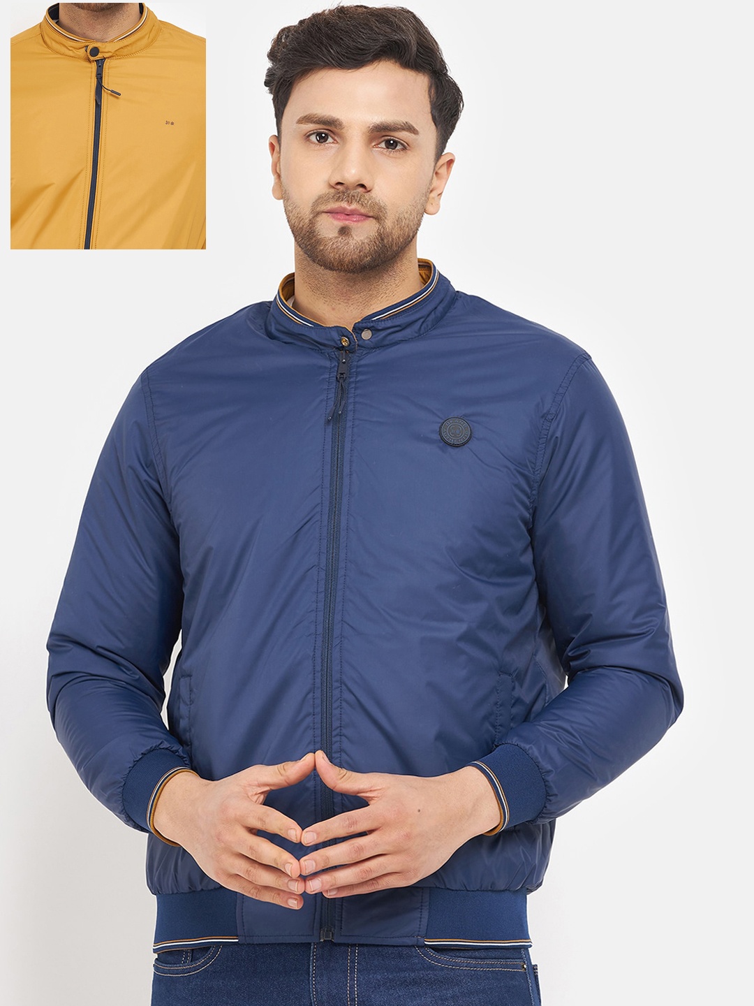 

Okane Men Reversible Bomber Jacket, Mustard