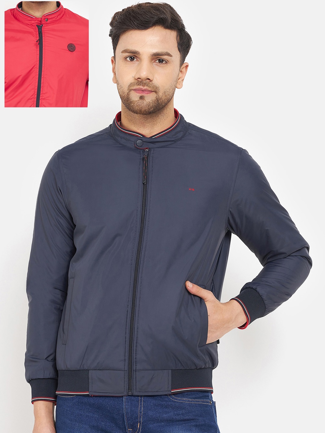 

Okane Men Reversible Bomber Jacket, Navy blue