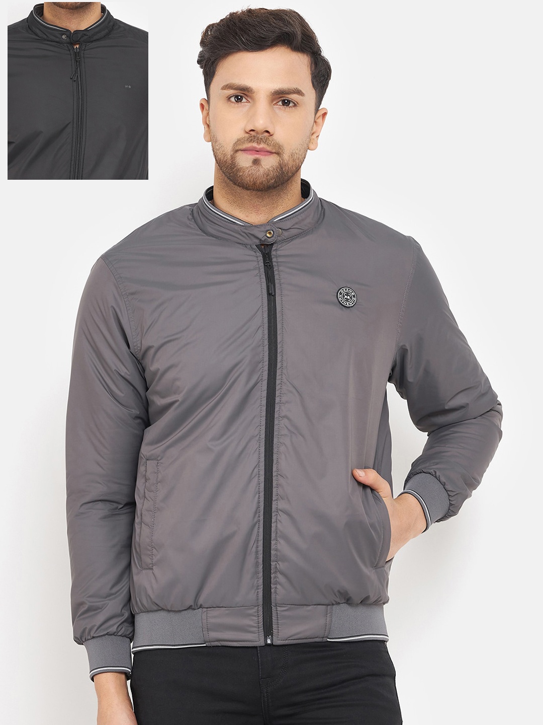 

Okane Men Reversible Bomber Jacket, Black