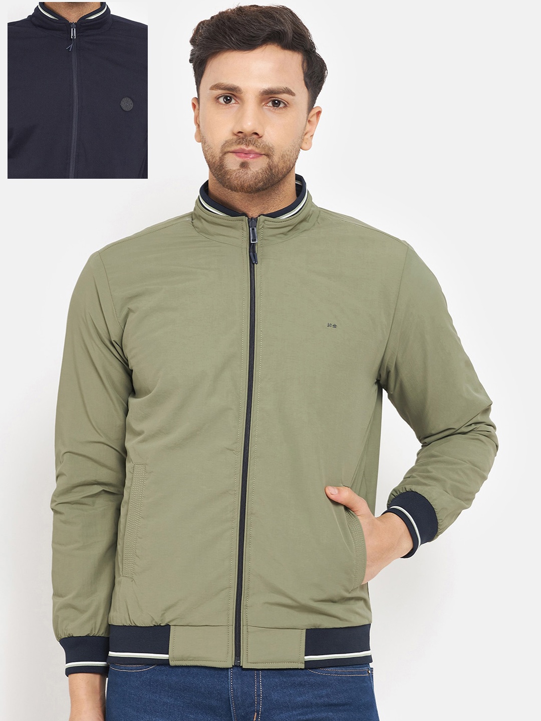 

Okane Men Reversible Bomber Jacket, Olive