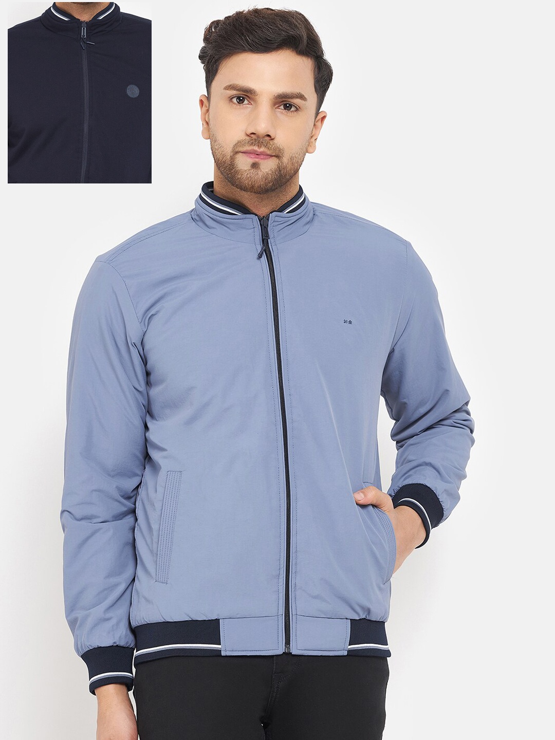 

Okane Men Reversible Bomber Jacket, Blue