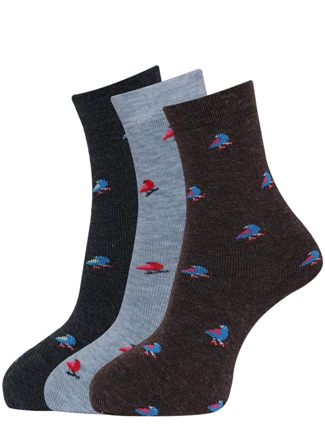 Dollar Socks Women Pack Of 3 Assorted Sweat Absorbency Calf-Length Socks