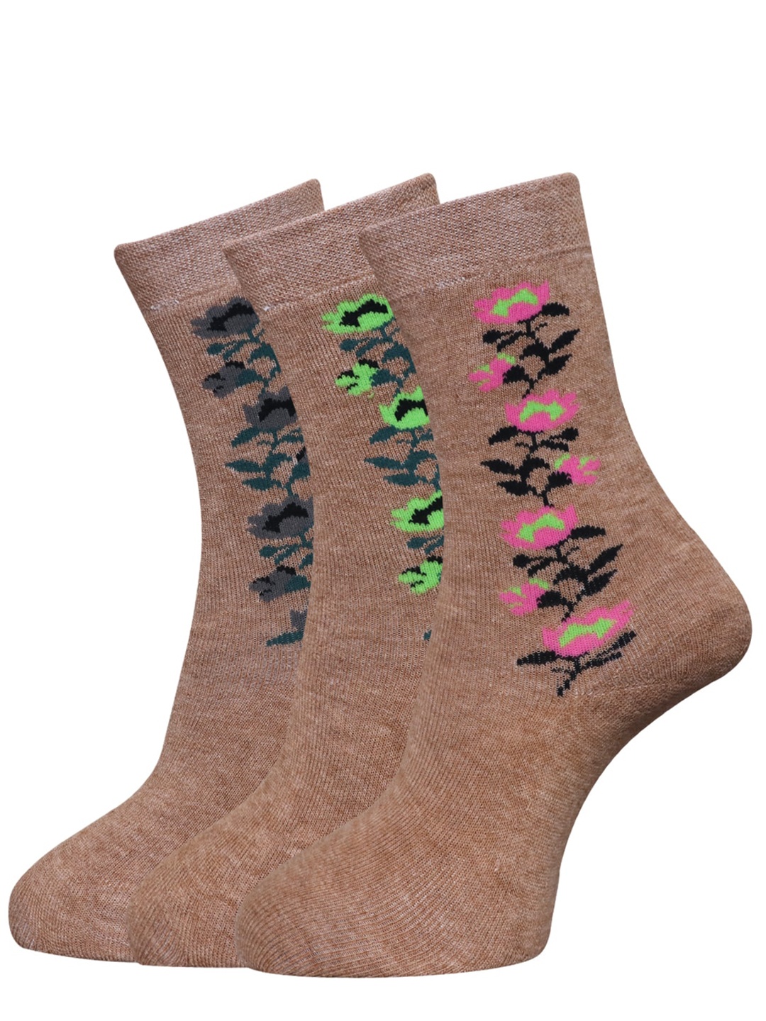 

Dollar Socks Women Pack Of 3 Assorted Sweat Absorbency Calf-length Socks