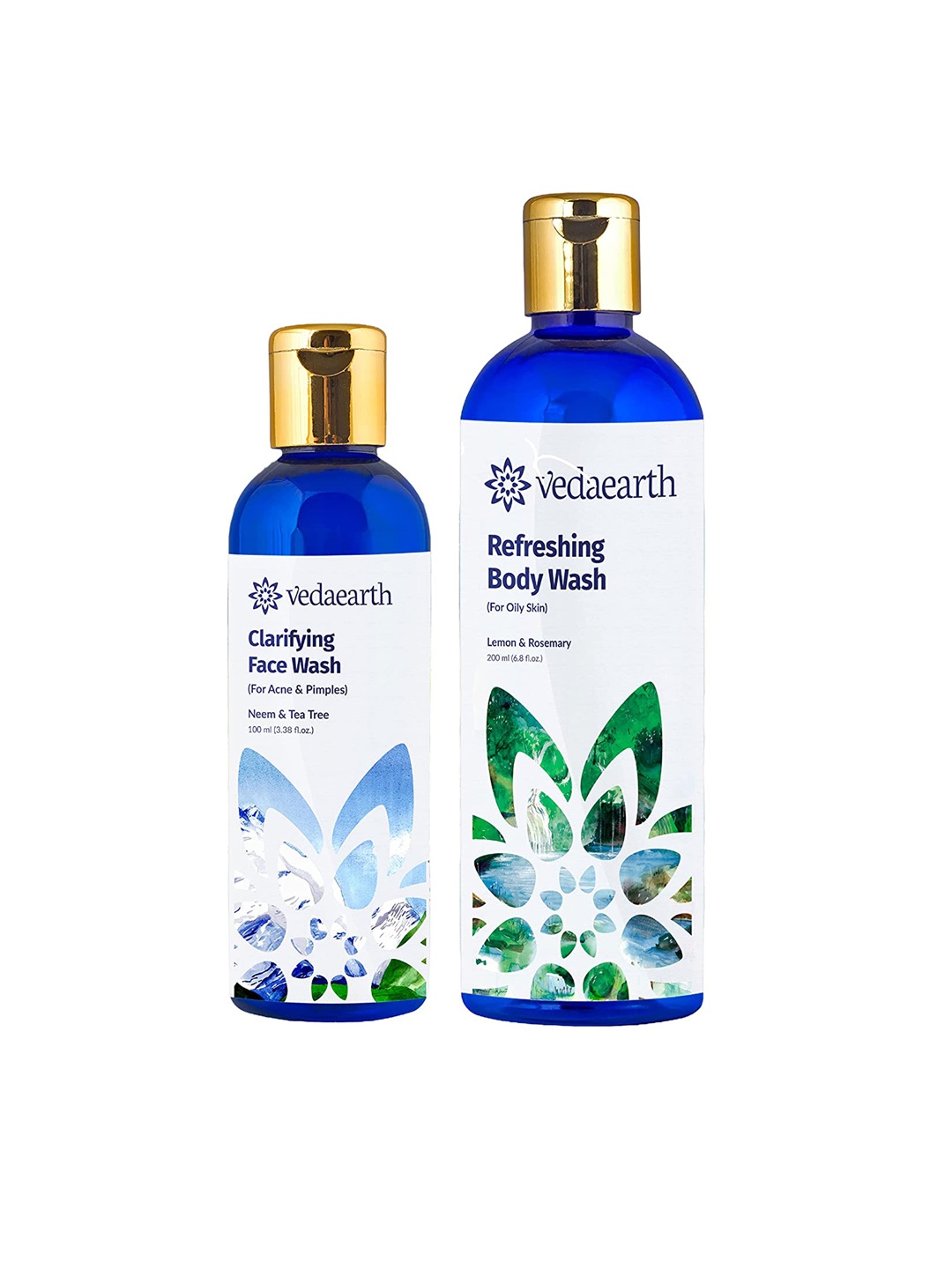 

VEDAEARTH Pack of 2 Body Wash + Face Wash Skin Care Gift Set, Blue